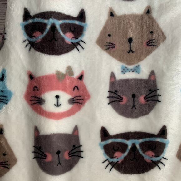 Lumina Lou Pet Cat Face Velvet Plush Throw Blanket Kitty Glasses Size 50x70" - Picture 12 of 12